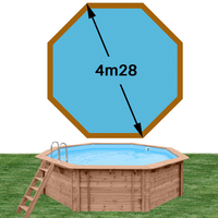 Piscine bois octo 428  x 117 bleu france