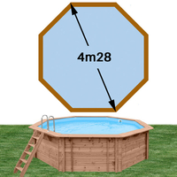 Piscine bois octo 428  x 117 bleu pâle