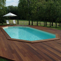 piscine bois sunwater octogonale allongee 490 x 300 x h 120 liner beige 48421