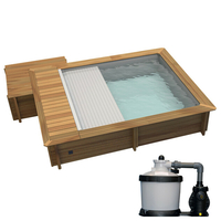 Piscine bois Urbaine 4.20 x 3.50 x 1.33 avec volet intégré et options coffre filtration et filtre à sable