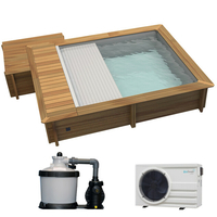 Piscine bois Urbaine 4.20 x 3.50 x 1.33 avec volet intégré et options coffre filtration, filtre à sable et chauffage
