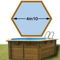 Piscine bois vanille premium hexa 410 x 119 bleu pale