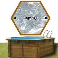 Piscine bois vanille premium hexa 410 x 119 marbre gris