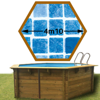 Piscine bois vanille premium hexa 410 x 119 persia bleu