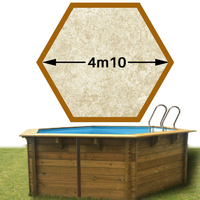 Piscine bois vanille premium hexa 410 x 119 stone sable