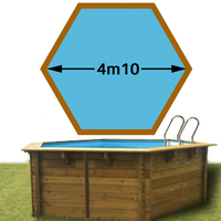 Piscine bois vanille premium hexa 410x119 bleu france