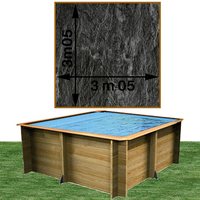 Piscine bois Woodfirst Original carrée 305 x 305 x 120 cm liner ardoise