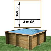 Piscine bois Woodfirst Original carrée 305 x 305 x 120 cm liner blanc