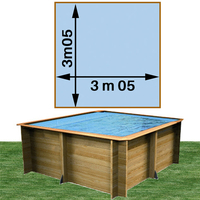 Piscine bois Woodfirst Original carrée 305 x 305 x 120 cm liner bleu pâle