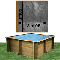 Piscine bois Woodfirst Original carrée 305 x 305 x 120 cm liner gris volcan