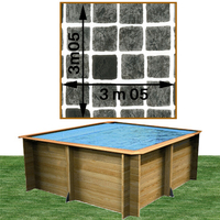 Piscine bois Woodfirst Original carrée 305 x 305 x 120 cm liner persia anthracite 