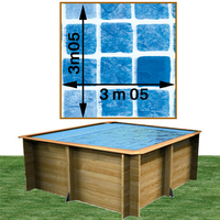 Piscine bois Woodfirst Original carrée 305 x 305 x 120 cm liner persia bleu