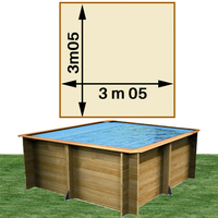 Piscine bois Woodfirst Original carrée 305 x 305 x 120 cm liner sable