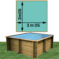 Piscine bois Woodfirst Original carrée 305 x 305 x 120 cm liner vert caraïbes
