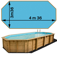Piscine bois Woodfirst Original octo allongée 436 x 336 x 117 liner bleu France