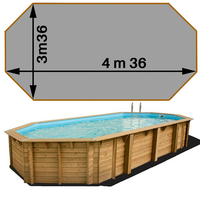 Piscine bois Woodfirst Original octo allongée 436 x 336 x 117 liner Gris clair