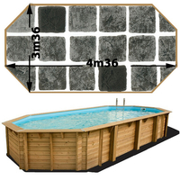 Piscine bois Woodfirst Original octo allongée 436 x 336 x 117 liner persia anthracite