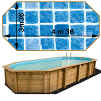 Piscine bois Woodfirst Original octo allongée 436 x 336 x 117 liner persia bleu