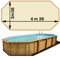 Piscine bois Woodfirst Original octo allongée 436 x 336 x 117 liner sable