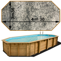 Piscine bois Woodfirst Original octo allongée 436 x 336 x 117 liner stone gris