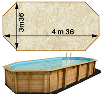 Piscine bois Woodfirst Original octo allongée 436 x 336 x 117 liner stone sable