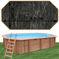 Piscine bois Woodfirst Original octo allongée 436 x 336 x 120 liner ardoise