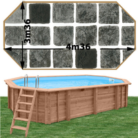 Piscine bois Woodfirst Original octo allongée 436 x 336 x 120 liner persia anthracite