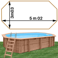 Piscine bois Woodfirst Original octo allongée 502 x 303 x 120 cm liner blanc