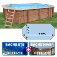 piscine bois woodfirst original octo allongee 502 x 303 x 120 cm liner bleu pale 22264 op3