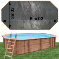 Piscine bois Woodfirst Original octo allongée 502 x 303 x 120 cm liner gris volcan