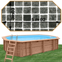 Piscine bois Woodfirst Original octo allongée 502 x 303 x 120 cm liner persia anthracite