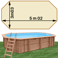 Piscine bois Woodfirst Original octo allongée 502 x 303 x 120 cm liner sable
