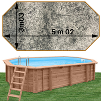 Piscine bois Woodfirst Original octo allongée 502 x 303 x 120 cm liner stone gris