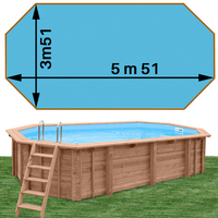 Piscine bois Woodfirst Original octo allongée 551 x 351  x 120 liner bleu France