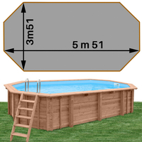 Piscine bois Woodfirst Original octo allongée 551 x 351  x 120 liner gris clair