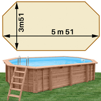 Piscine bois Woodfirst Original octo allongée 551 x 351  x 120 liner sable