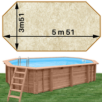 Piscine bois Woodfirst Original octo allongée 551 x 351  x 120 liner stone sable