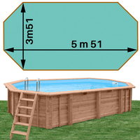 Piscine bois Woodfirst Original octo allongée 551 x 351  x 120 liner vert caraïbes
