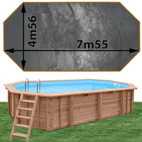 Piscine bois Woodfirst Original octo allongée 755 x 456 x 146 cm liner gris volcan