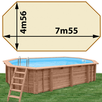 Piscine bois Woodfirst Original octo allongée 755 x 456 x 146 cm liner sable