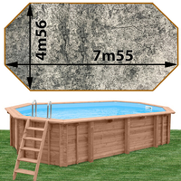 Piscine bois Woodfirst Original octo allongée 755 x 456 x 146 cm liner stone gris