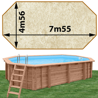 Piscine bois Woodfirst Original octo allongée 755 x 456 x 146 cm liner stone sable