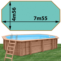Piscine bois Woodfirst Original octo allongée 755 x 456 x 146 cm liner vert Caraïbes
