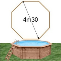 Piscine bois Woodfirst Original octogonale 430 x 124 cm liner blanc