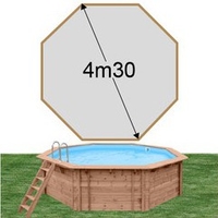 Piscine bois Woodfirst Original octogonale 430 x 124 cm liner gris clair