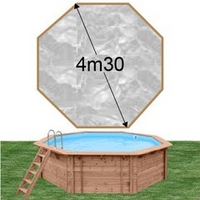 Piscine bois Woodfirst Original octogonale 430 x 124 cm liner marbre gris