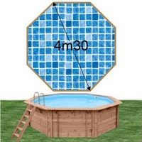 Piscine bois Woodfirst Original octogonale 430 x 124 cm liner persia bleu