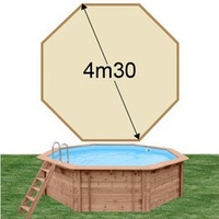 Piscine bois Woodfirst Original octogonale 430 x 124 cm liner sable