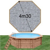 Piscine bois Woodfirst Original octogonale 430 x 124 cm liner stone gris