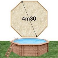 Piscine bois Woodfirst Original octogonale 430 x 124 cm liner stone sable